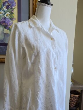 Classic White Embroidered Womens Shirt